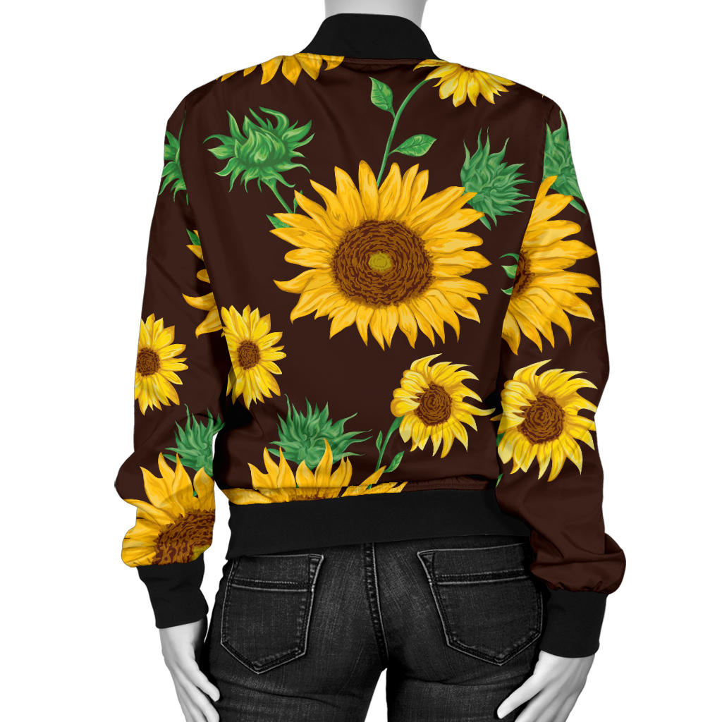 Sunflower Pattern Print Design SF01 Women Bomber Jacket