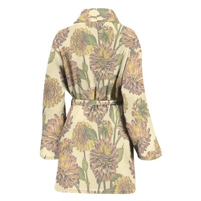 Dahlia Pattern Print Design DH09 Women Bathrobe