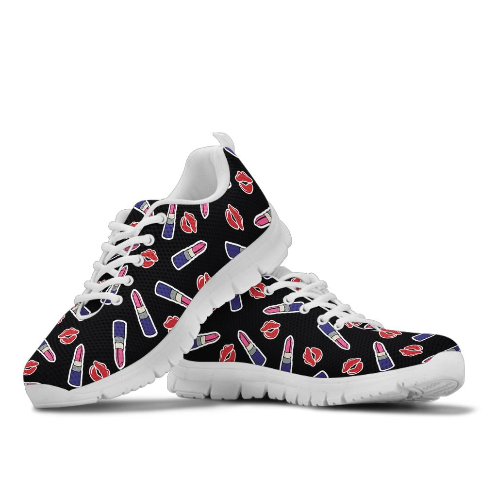 Lipstick Pattern Print Design LT01 Sneakers White Bottom Shoes