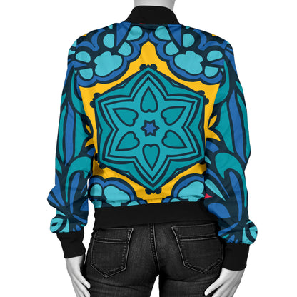 Kaleidoscope Pattern Print Design 04 Women's Bomber Jacket