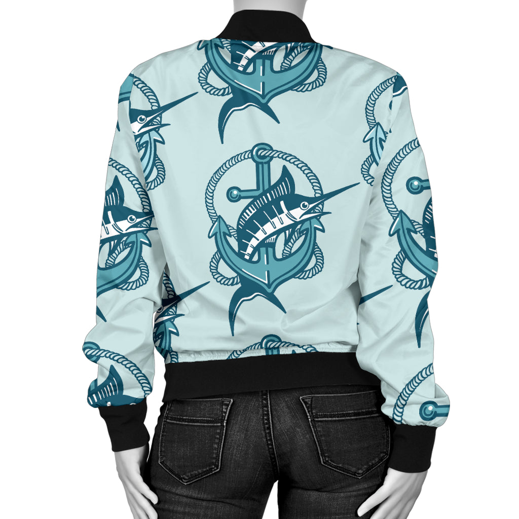 Swordfish Pattern Print Design 03 Women's Bomber Jacket