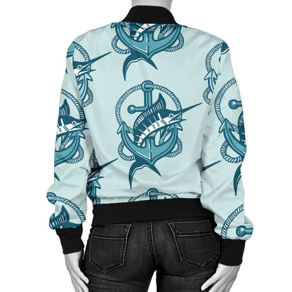 Swordfish Pattern Print Design 03 Women's Bomber Jacket