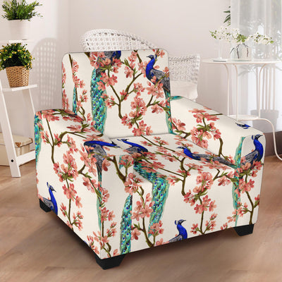 Cherry Blossom Peacock Armchair Slipcover