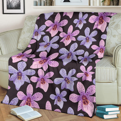 Orchid Pattern Print Design OR08 Fleece Blanket