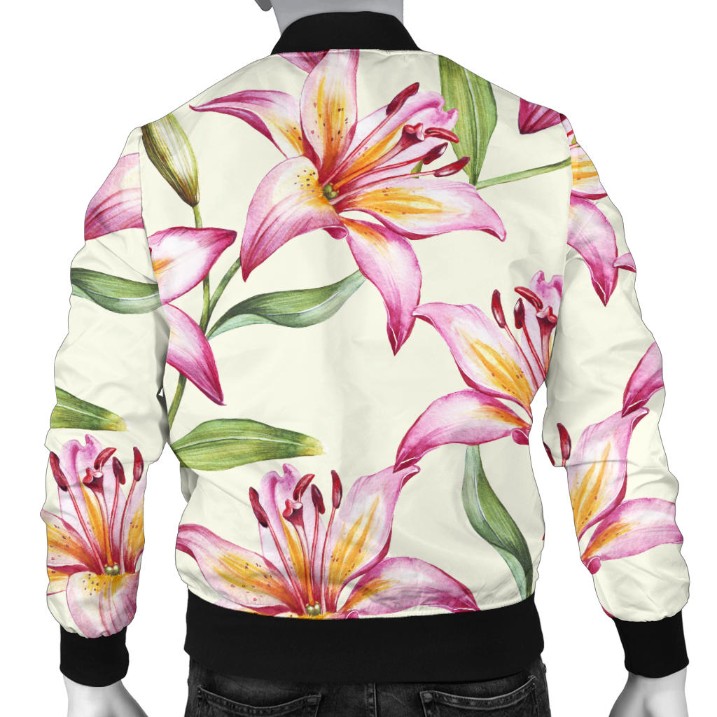 Lily Pattern Print Design LY011 Men Bomber Jacket