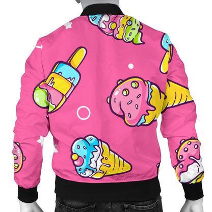 Ice Cream Pattern Print Design IC04 Men Bomber Jacket