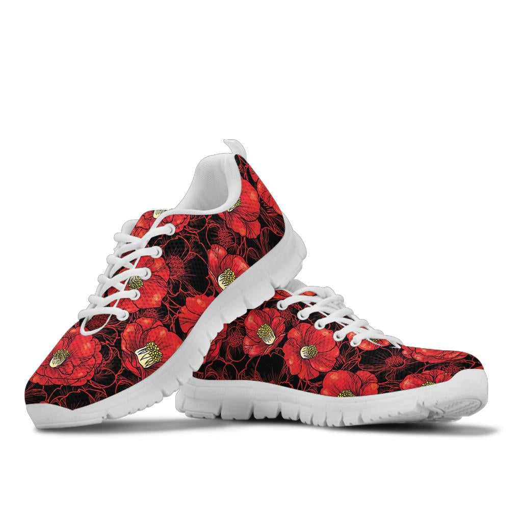Camellia Pattern Print Design CM06 Sneakers White Bottom Shoes