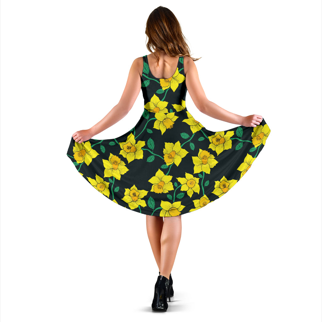 Daffodils Pattern Print Design DF03 Midi Dress