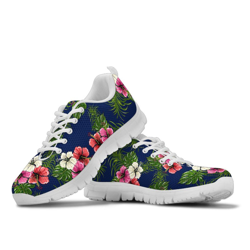 Hibiscus Pattern Print Design HB028 Sneakers White Bottom Shoes