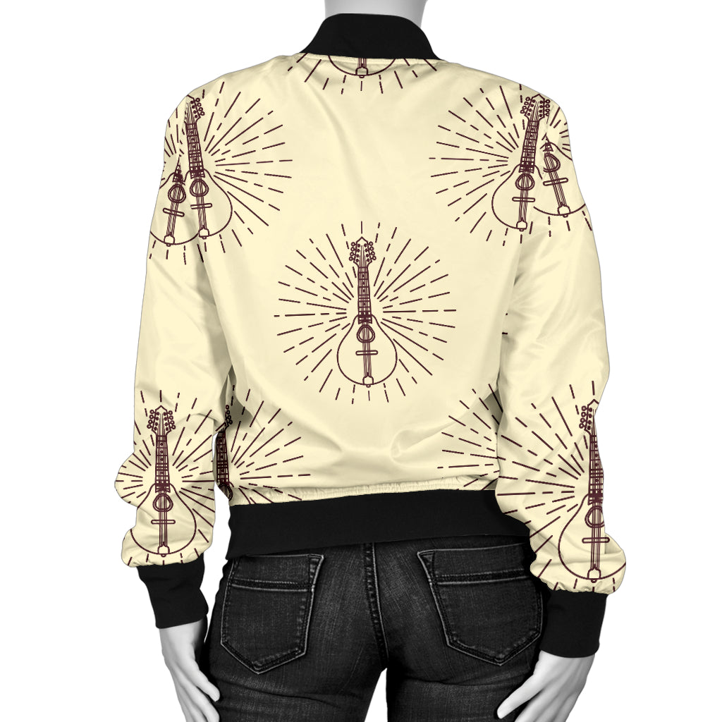 Mandolin Pattern Print Design 02 Women's Bomber Jacket