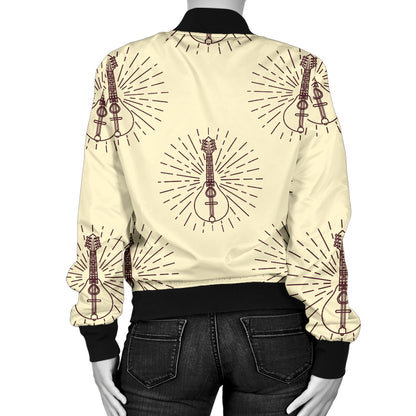 Mandolin Pattern Print Design 02 Women's Bomber Jacket