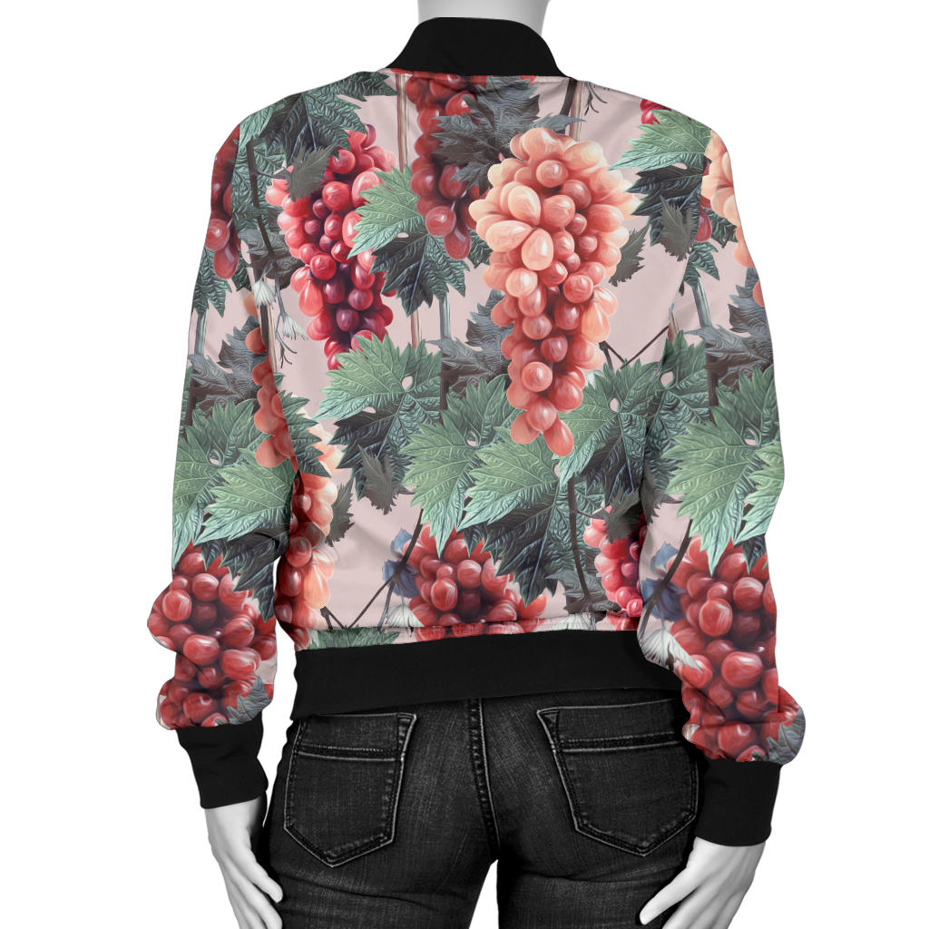 Grape Pattern Print Design GP01 Women Bomber Jacket