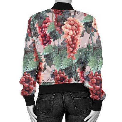 Grape Pattern Print Design GP01 Women Bomber Jacket