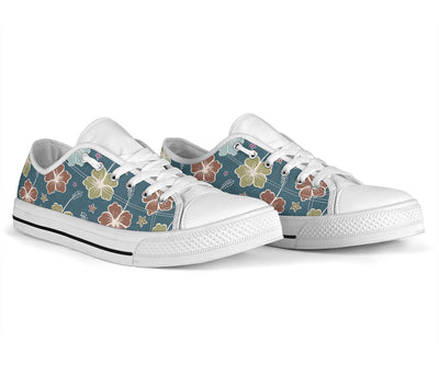 Hibiscus Pattern Print Design HB033 White Bottom Low Top Shoes