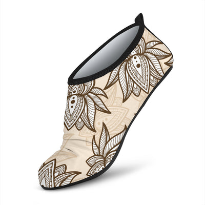 lotus Boho Pattern Print Design LO05 Aqua Water Shoes