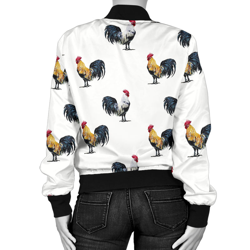 Chicken Pattern Print Design 02 Women's Bomber Jacket