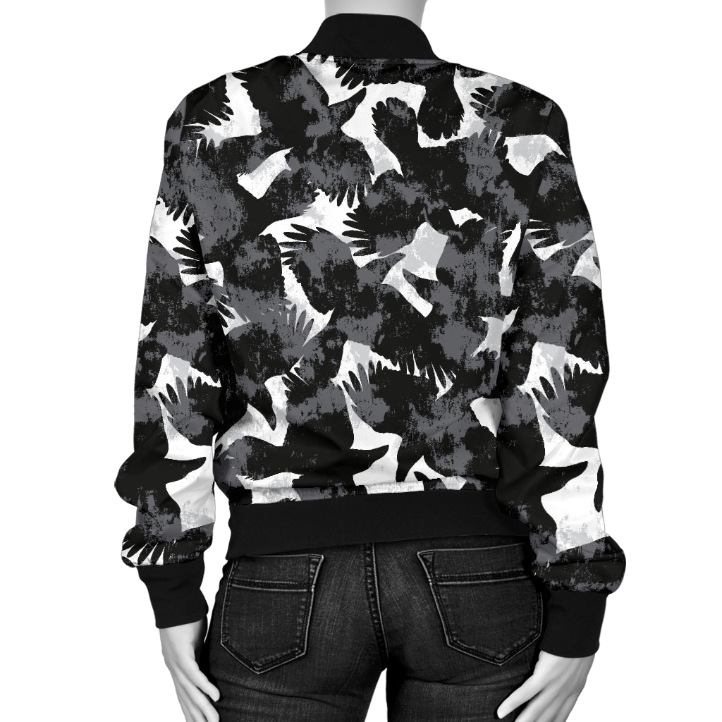 Crow Pattern Print Design 01 Women's Bomber Jacket