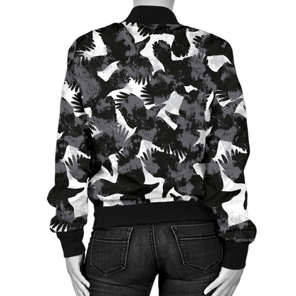Crow Pattern Print Design 01 Women's Bomber Jacket