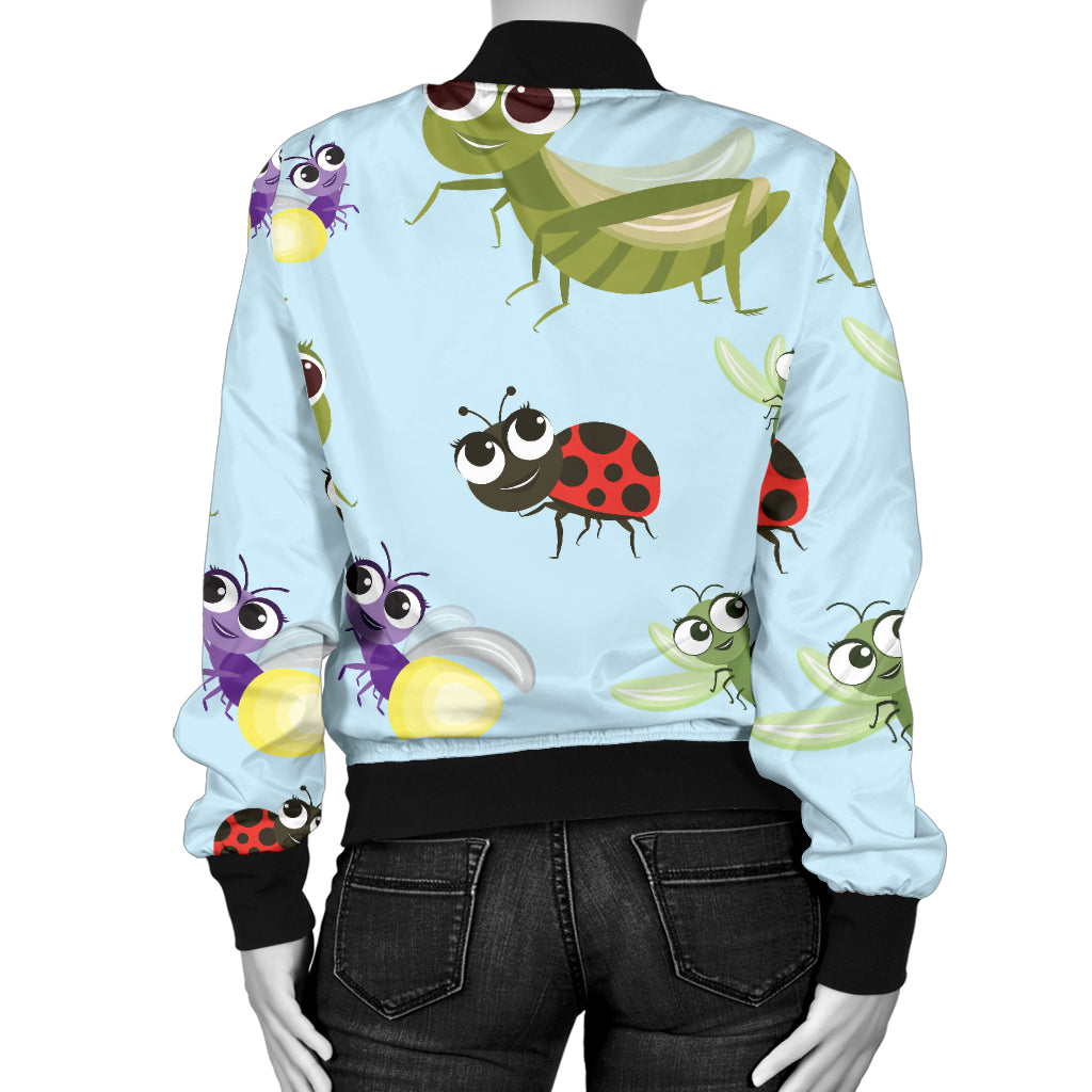 Ladybug Pattern Print Design 01 Women's Bomber Jacket