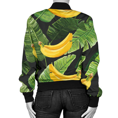 Banana Pattern Print Design BA01 Women Bomber Jacket