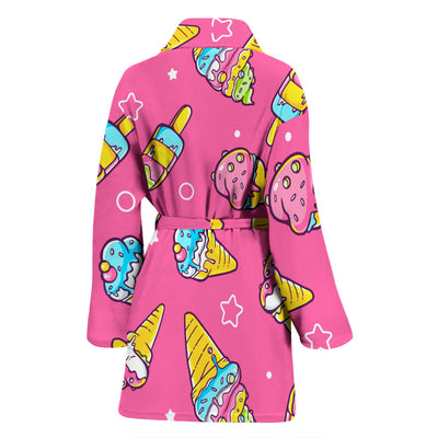 Ice Cream Pattern Print Design IC04 Women Bathrobe