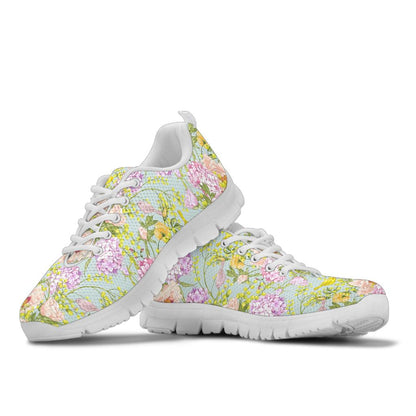 Hydrangea Pattern Print Design HD02 Sneakers White Bottom Shoes
