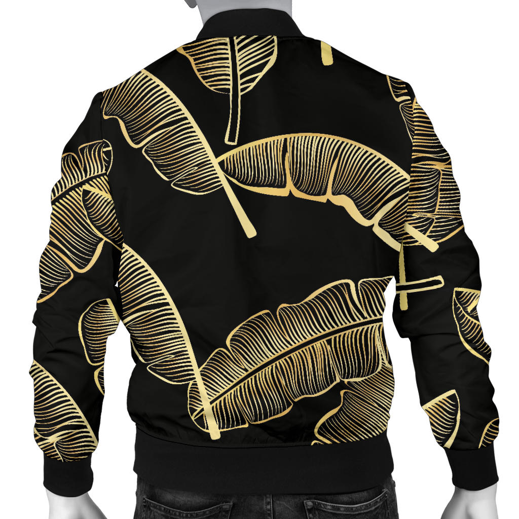 Banana Leaf Pattern Print Design BL07 Men Bomber Jacket