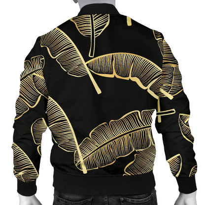 Banana Leaf Pattern Print Design BL07 Men Bomber Jacket