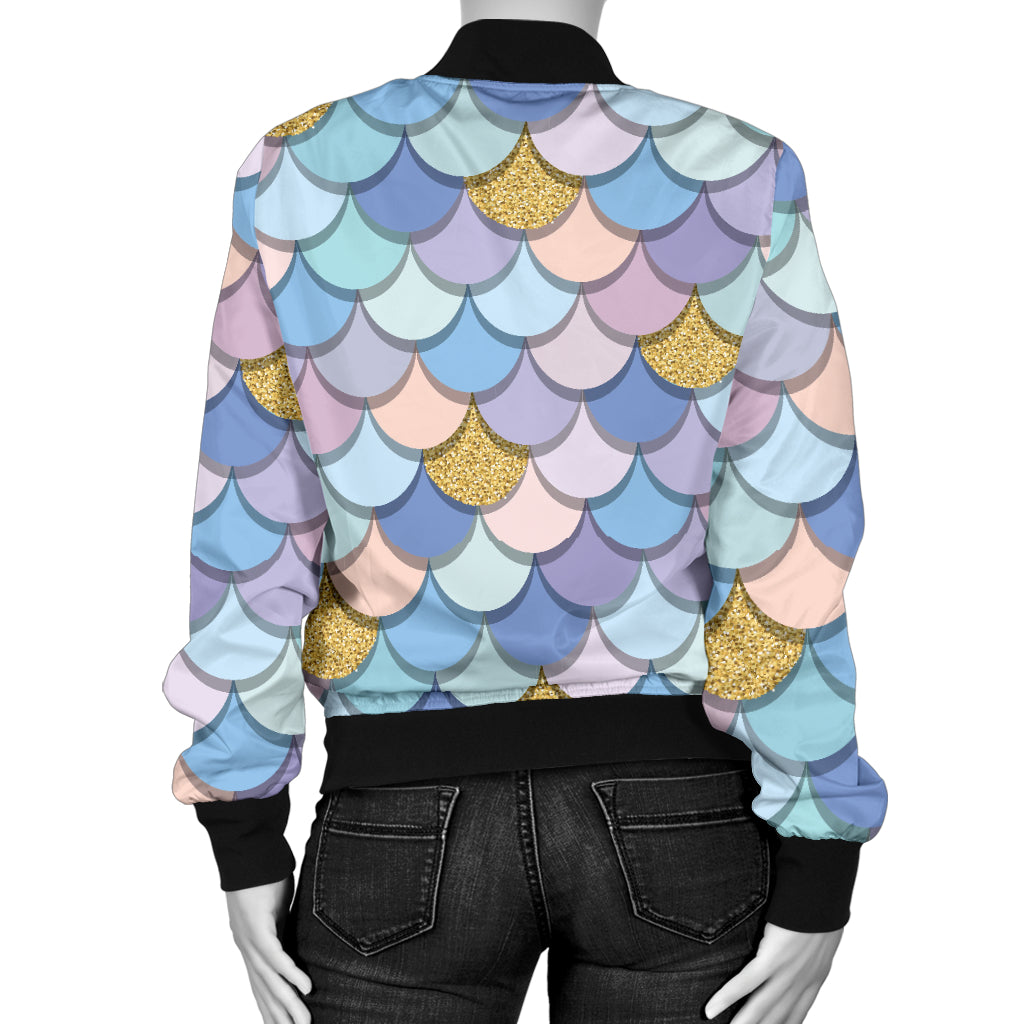 Mermaid Scales Pattern Print Design 05 Women's Bomber Jacket