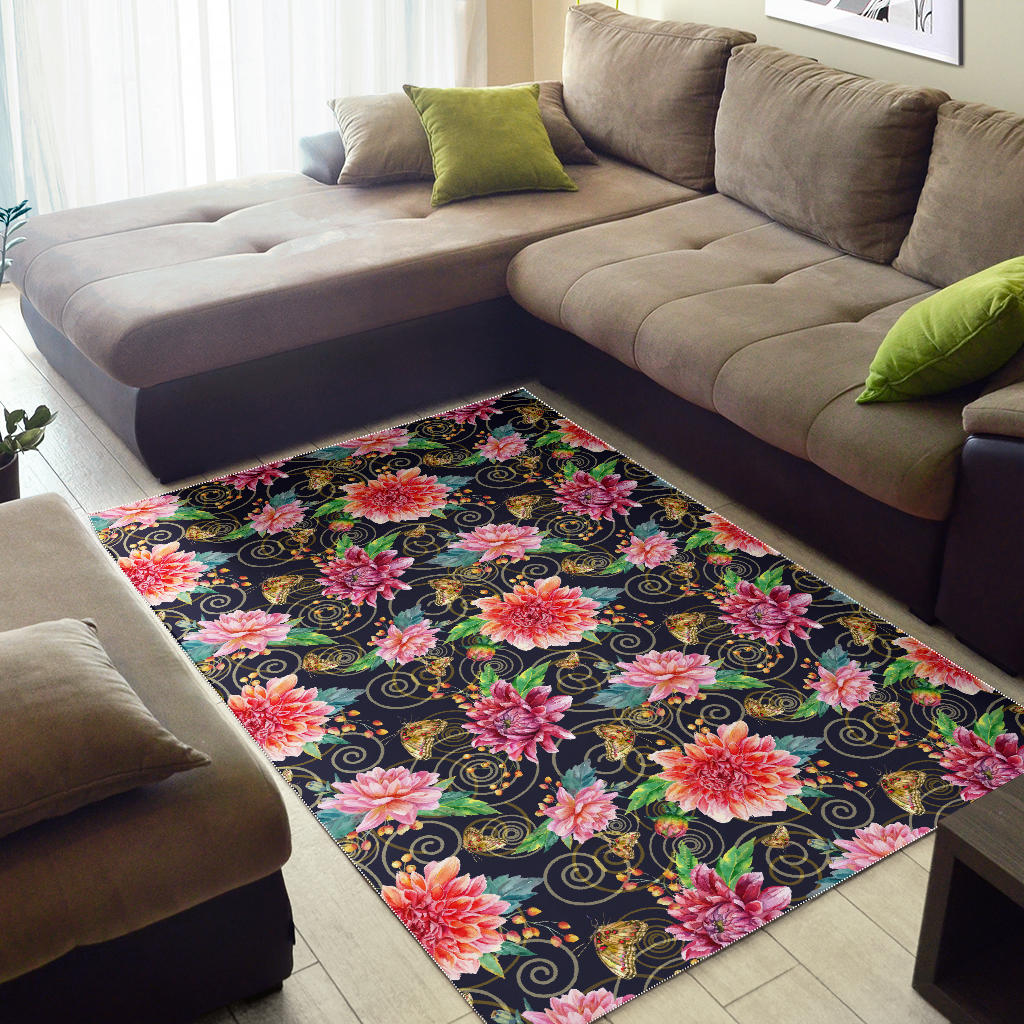 Dahlia Pattern Print Design DH02 Area Rugs