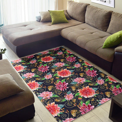 Dahlia Pattern Print Design DH02 Area Rugs