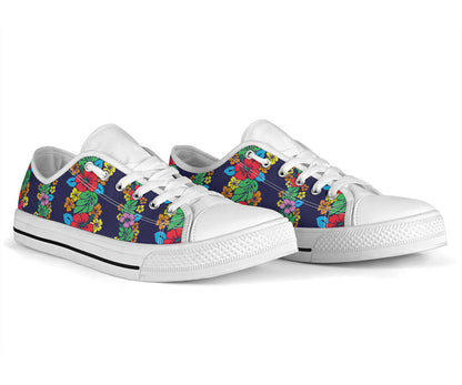 Hawaiian Themed Pattern Print Design H03 White Bottom Low Top Shoes