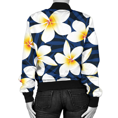 Plumeria Pattern Print Design PM026 Women Bomber Jacket