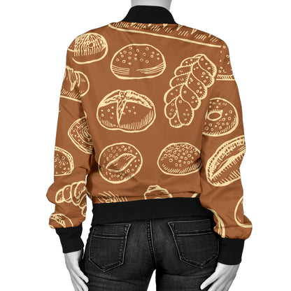 Bread Pattern Print Design 03 Women's Bomber Jacket