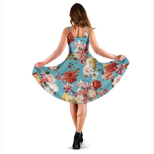 Summer Floral Pattern Print Design SF05 Midi Dress