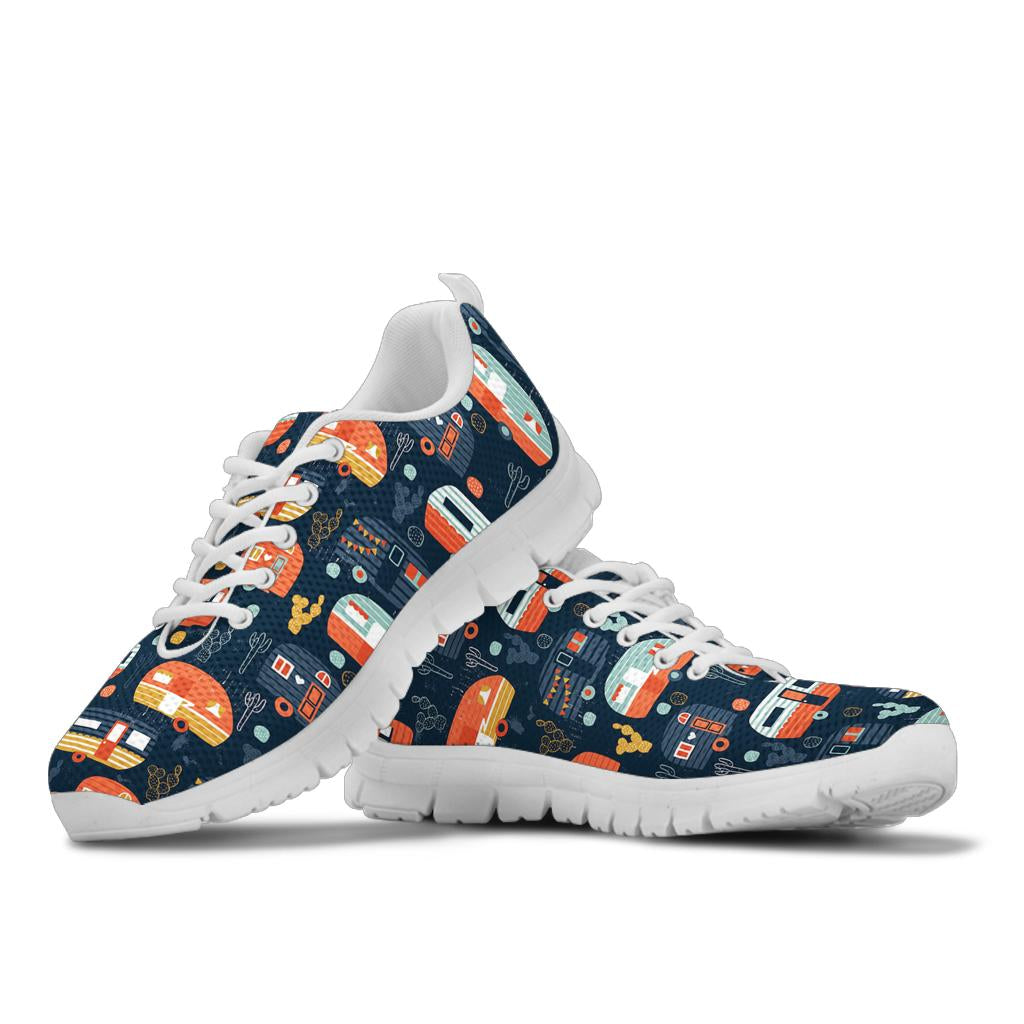 Camper Caravan Print Pattern Sneakers White Bottom Shoes