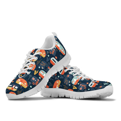 Camper Caravan Print Pattern Sneakers White Bottom Shoes