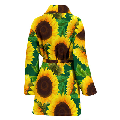 Sunflower Pattern Print Design SF02 Women Bathrobe