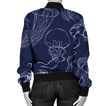 Jellyfish Pattern Print Design 05 Women's Bomber Jacket
