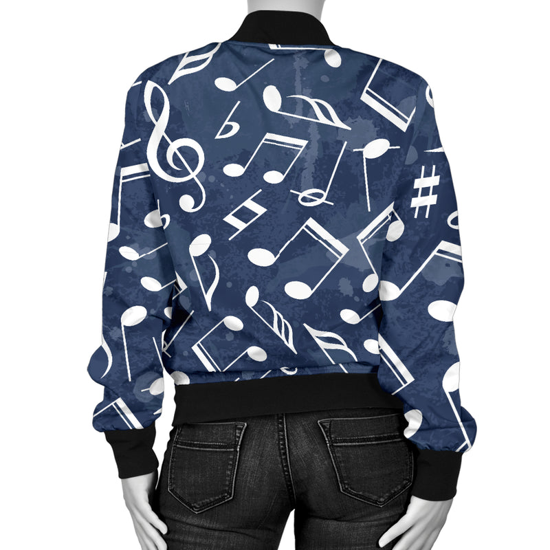 Music note Pattern Print Design A02 Women's Bomber Jacket