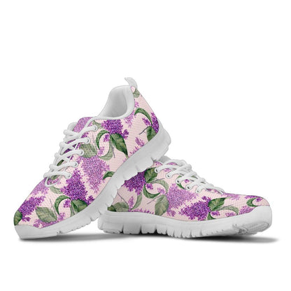 Lilac Pattern Print Design LI02 Sneakers White Bottom Shoes