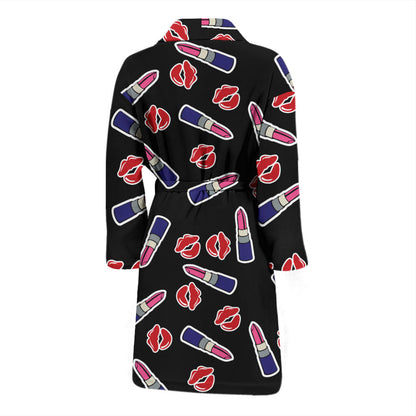 Lipstick Pattern Print Design LT01 Men Bathrobe