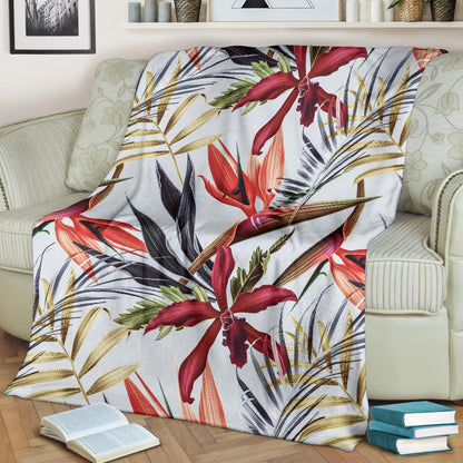 Tropical Flower Pattern Print Design TF021 Fleece Blanket