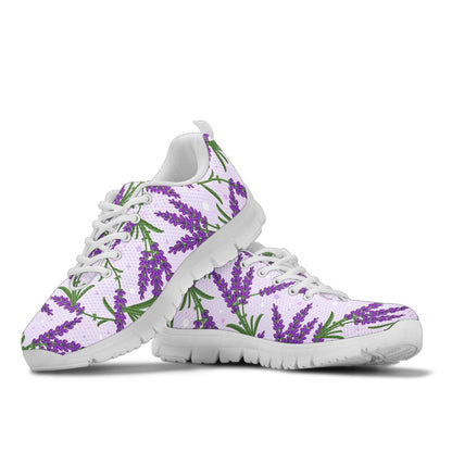 Lavender Pattern Print Design LV02 Sneakers White Bottom Shoes