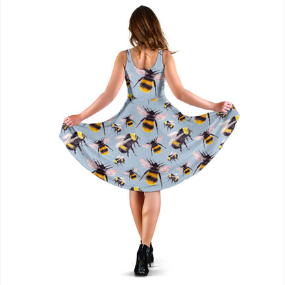 Bee Pattern Print Design BEE08 Midi Dress