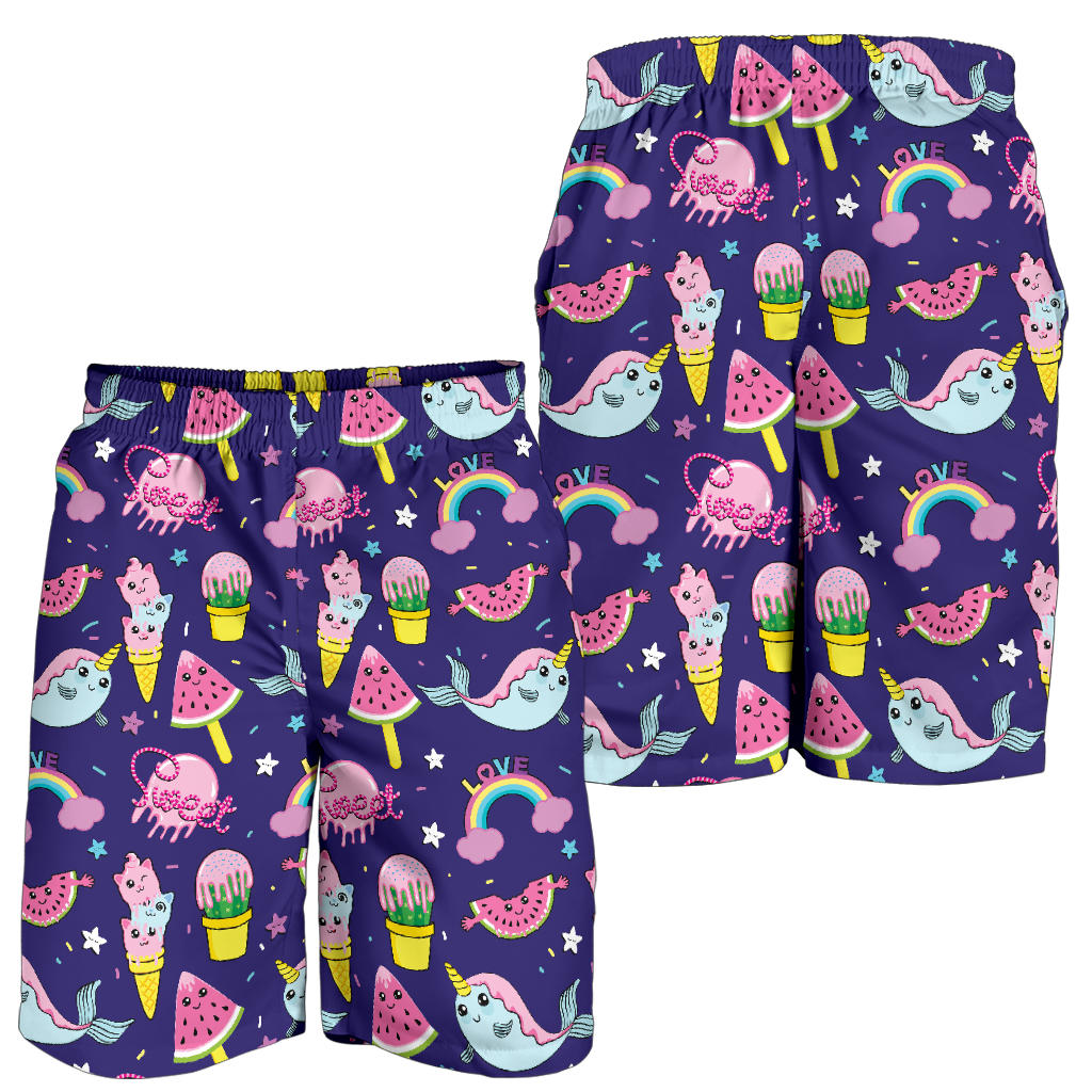 Narwhal Cute Pattern Print Design 02 Mens Shorts
