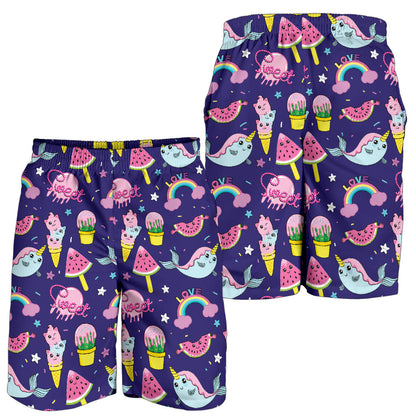 Narwhal Cute Pattern Print Design 02 Mens Shorts