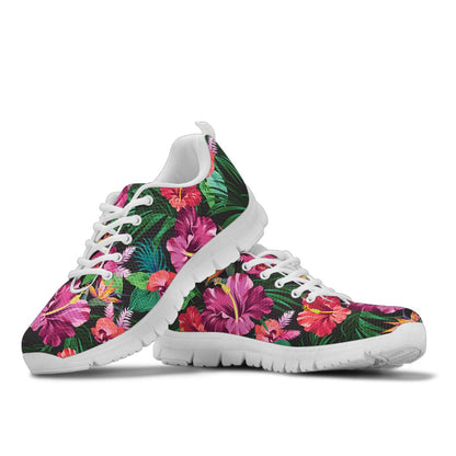 Hawaiian Flower Hibiscus tropical Sneakers White Bottom Shoes