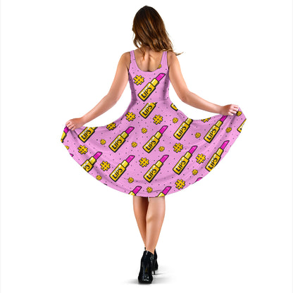 Lipstick Pattern Print Design LT03 Midi Dress