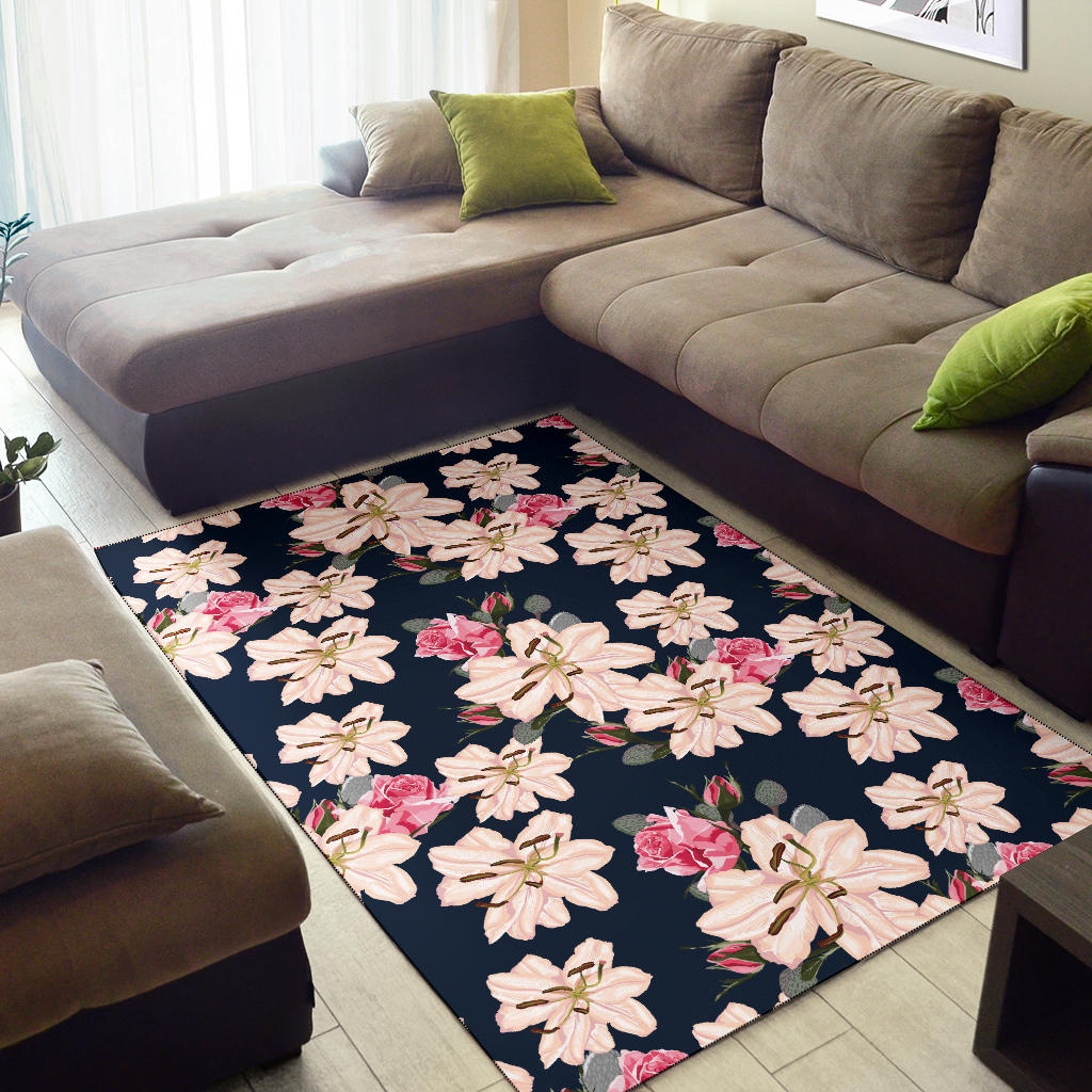 Lily Pattern Print Design LY04 Area Rugs
